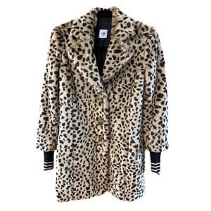 Cabi Womens Josephine Coat Leopard Faux Fur Jacket Removable Cuffs Size XS